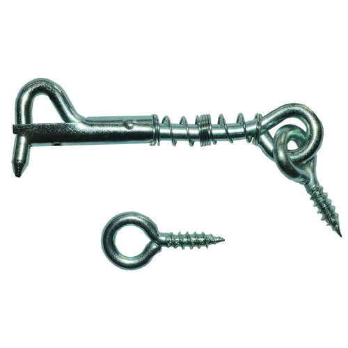 Gate Hook and Eye, 1/8 in Dia Wire, 2-1/2 in L, Steel Silver