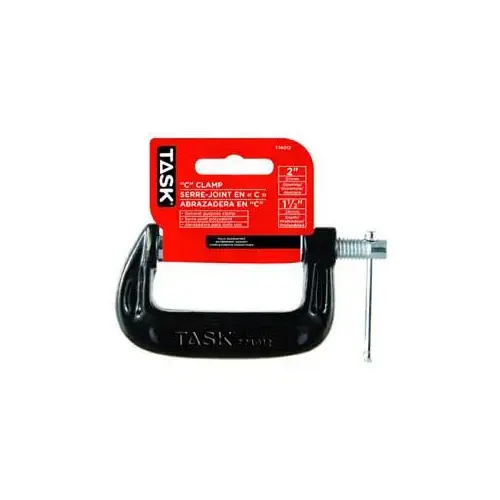 Task Tools T74014 C-Clamp, 3 in Max Opening Size, 2 in D Throat, Steel Body