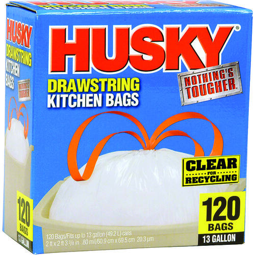 Husky HK13DS120C-P Kitchen Trash Bag, 13 gal Capacity, Polyethylene ...