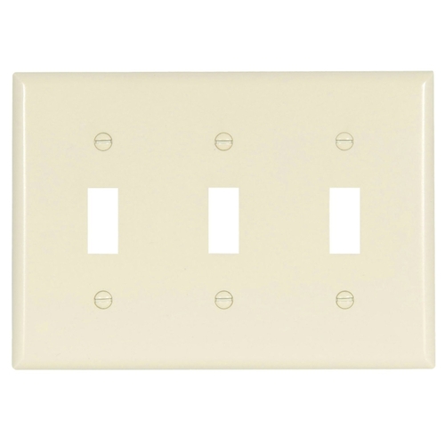 Wallplate, 4-1/2 in L, 3-3/8 in W, 3 -Gang, Thermoset, Light Almond, High-Gloss