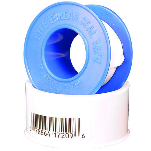 Thread Seal Tape, 260 in L, 3/4 in W, PTFE, Blue/White