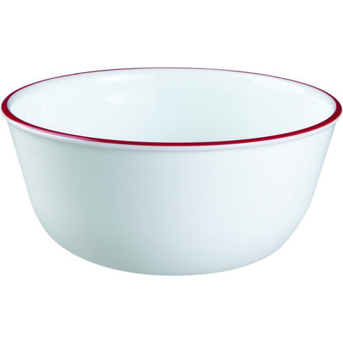Soup/Cereal Bowl, Vitrelle Glass, Red/White, For: Dishwashers and Microwave Ovens - pack of 3