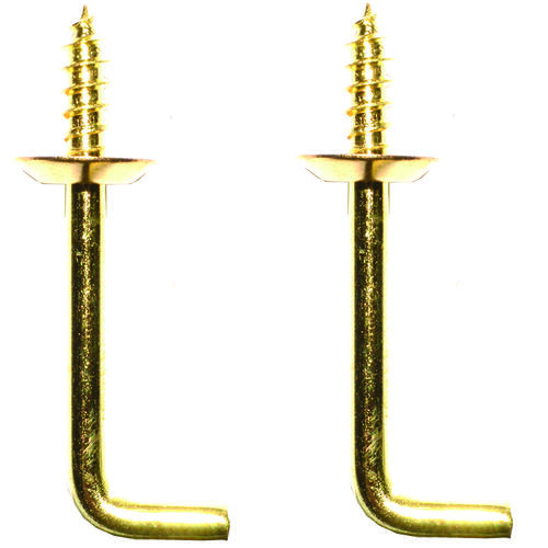 ProSource LR-403-PS Shoulder Hook, 15/32 in Opening, 4.5 mm Thread, 2-1/16 in L, Brass, Brass - pack of 2