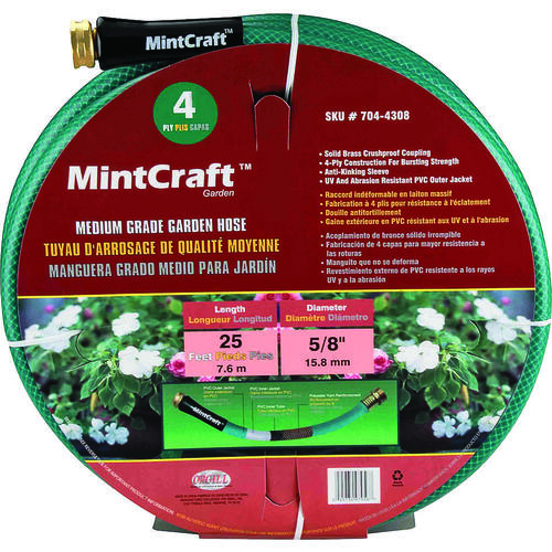 Landscapers Select BL5820025HM Garden Hose, 25 ft L, Female x Male, PVC