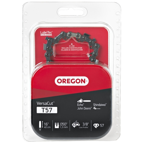 Oregon T57 VersaCut Chainsaw Chain, 16 in L Bar, 0.05 Gauge, 3/8 in TPI/Pitch, 57-Link