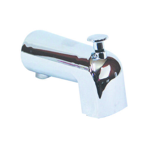 Bathtub Spout with Diverter, 1/2 in Connection, FNPT, Plastic, Chrome Plated