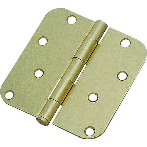 Door Hinge, Steel, Satin Brass, Loose Pin, 180 deg Range of Motion, Screw Mounting