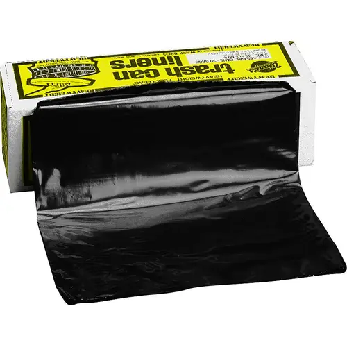 Warp's HB55-30 FLEX-O-BAG Trash Can Liner, 55 gal Capacity, Plastic, Black - pack of 30