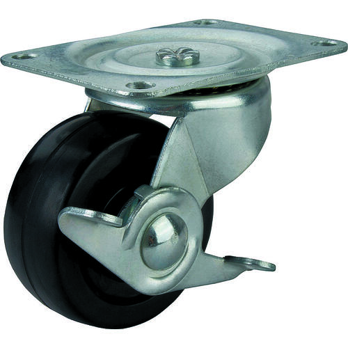 Swivel Caster, 2 in Dia Wheel, 7/8 in W Wheel, Rubber Wheel, Black, 125 lb, Steel Housing Material