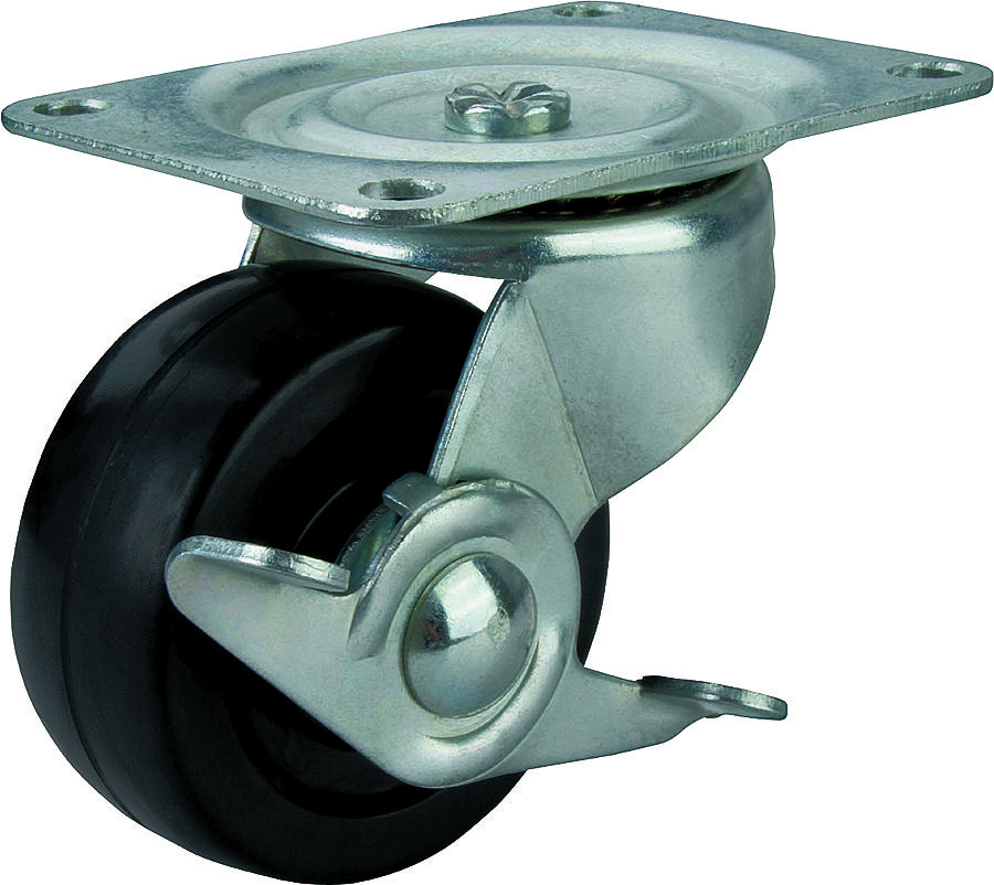 ProSource JC-H09 Swivel Caster, 2 in Dia Wheel, 7/8 in W Wheel, Rubber Wheel, Black, 125 lb, Steel Housing Material