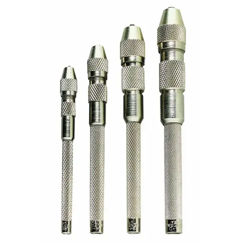 Pin Vise Set, 0 to 0.187 in, Steel, Silver