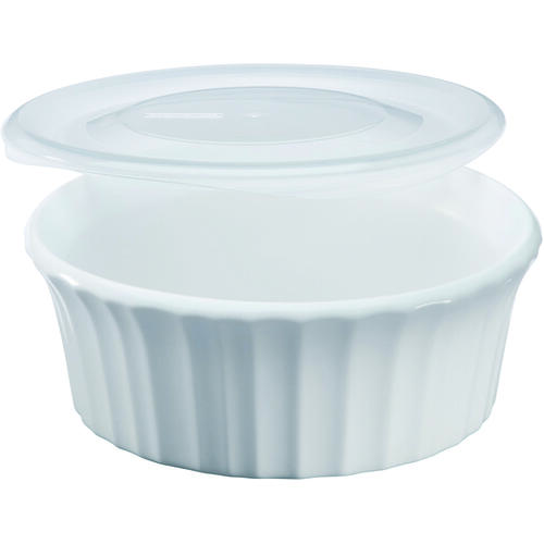 Corningware 1114931 Casserole Dish with Lid, 16 oz Capacity, Ceramic, French White, Dishwasher Safe: Yes