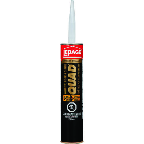 LePage 1637344 Quad Sealant, Black, 7 to 14 days Curing, -7 to 38 deg C, 295 mL