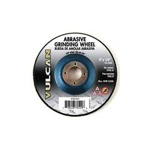 Type 27 Depressed Center Grinding Wheel, 4 in Dia, 1/4 in Thick, 5/8 in Arbor, Premium Black