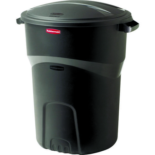 Rubbermaid 1793963 Refuse Container, 32 gal Capacity, Plastic, Black, Friction Lid Closure