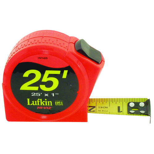 Crescent PHV1425N Tape Measure, 25 ft L Blade, 1 in W Blade, Chrome Case, Orange Case