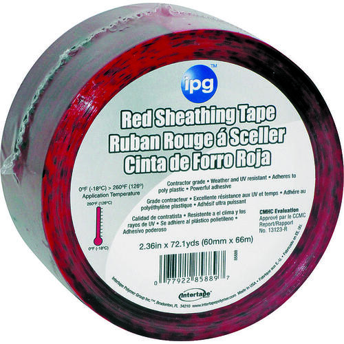 IPG 5560CDNR 5560CNDR Sheathing Tape, 66 m L, 60 mm W, Polypropylene Backing, Black/Red