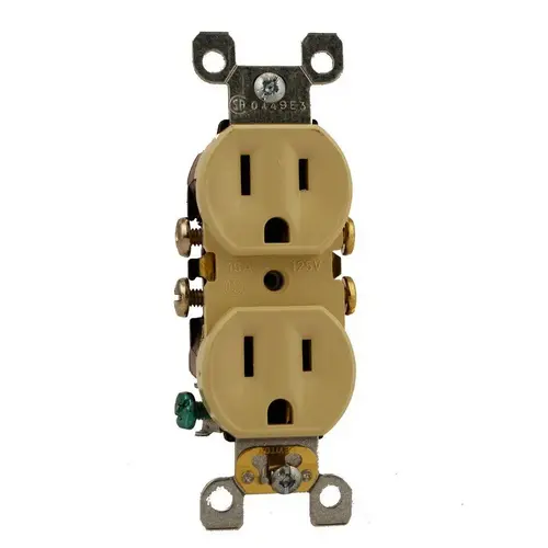 Duplex Receptacle, 2 -Pole, 15 A, 125 V, Push-In, Side Wiring, NEMA: 5-15R, Ivory