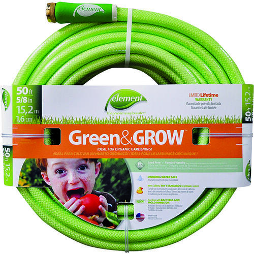 ELGG58050 Garden Hose, 50 ft L, Vinyl, Bright Green