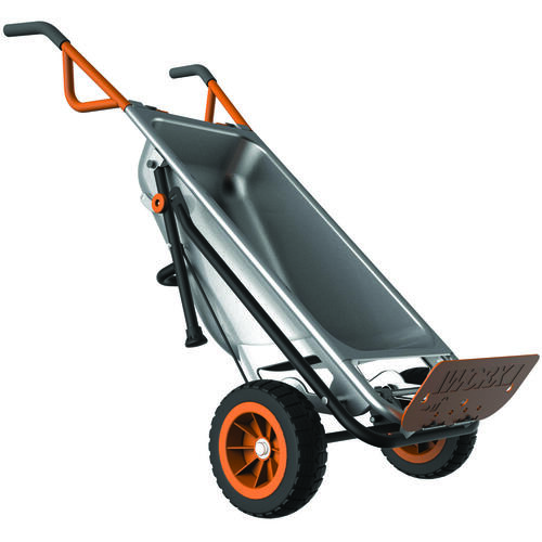Worx WG050 Yard Cart, 300 lb, Metal Deck, 2-Wheel, 10 in Wheel, Flat-Free Wheel, Comfort-Grip Handle