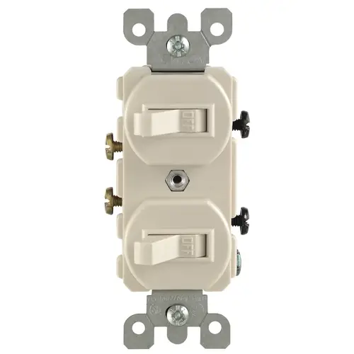 Combination Switch, 1 -Pole, 15 A, 120/277 V, Wall Mounting, Light Almond