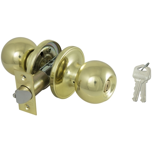 Entry Knob Lockset, T3 Tubular, Pol Brass - pack of 3