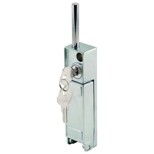 Patio Door Lock, Different Key, Die-Cast Aluminum, Aluminum, 3/16, 1/8, 1/4 in Thick Door