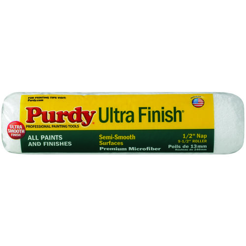 Purdy 137678M93 Ultra Finish Replacement Roller Cover, 1/2 in Thick Nap, 9-1/2 in L, Microfiber Cover, White