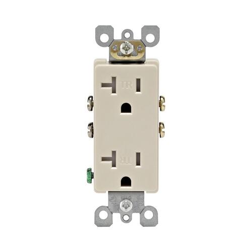 Duplex Receptacle, 2 -Pole, 20 A, 125 V, Side Wiring, NEMA: 5-20R, Light Almond