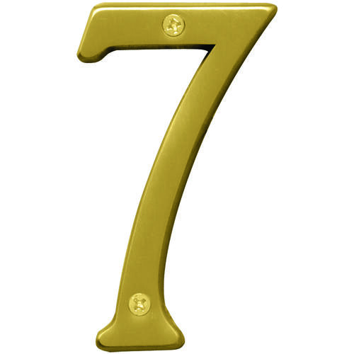 Prestige Series House Number, Character: 7, 4 in H Character, Brass Character, Solid Brass