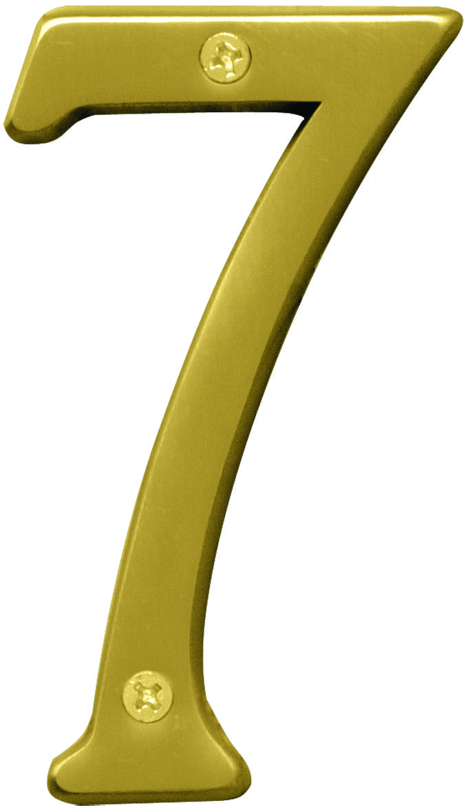 Hy-Ko BR-43BB/7 Prestige Series House Number, Character: 7, 4 in H Character, Brass Character, Solid Brass