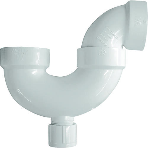 P-Trap, 1-1/2 in, Hub, PVC, White, SCH 40 Schedule