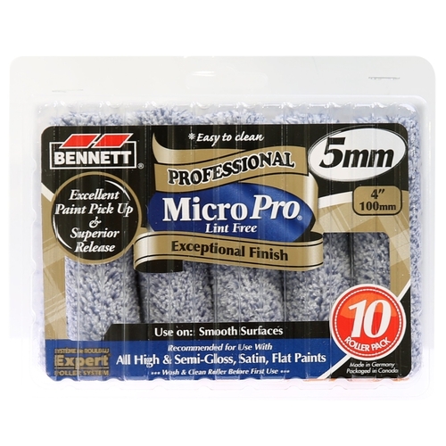 BENNETT 10X4 MP5 Pile Roller, 5 mm Thick Nap, 4 in L, Microfiber Cover - pack of 10