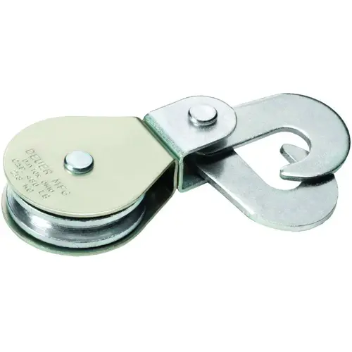 DEUER DB20HS DB-20HS Scissor Hook Block, 1/4 in Rope, 480 lb Working Load, 2 in Sheave, Zinc