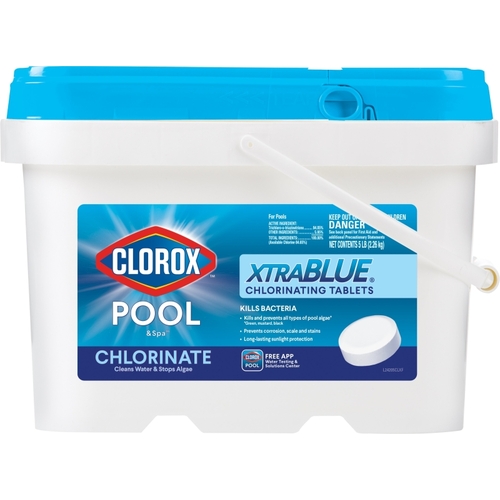 CLOROX 24205CLX POOL & Spa XtraBlue 23005CLX Chlorinating Tablet, Solid, Chlorine, 5 lb