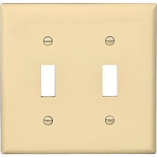 Wallplate, 4-1/2 in L, 4.56 in W, 2 -Gang, Nylon, Ivory, High-Gloss - pack of 10