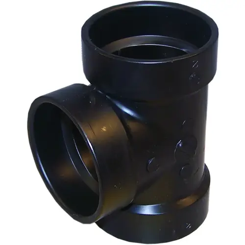 Pipe Tee, 3 in, Hub, ABS, Black