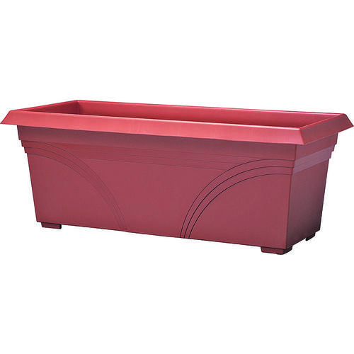 Sturdy Deck Planter, 26-3/4 in W, 26-3/4 in D, Rectangular, Plastic, Terracotta