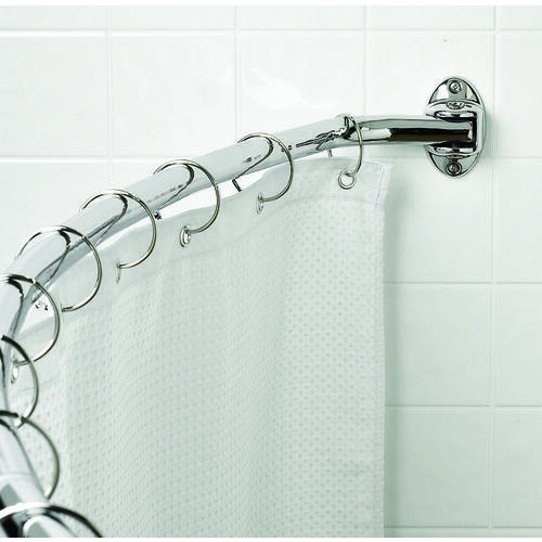 Shower Rod, 60 to 72 in L Adjustable, 1 in Dia Rod, Aluminum, Chrome