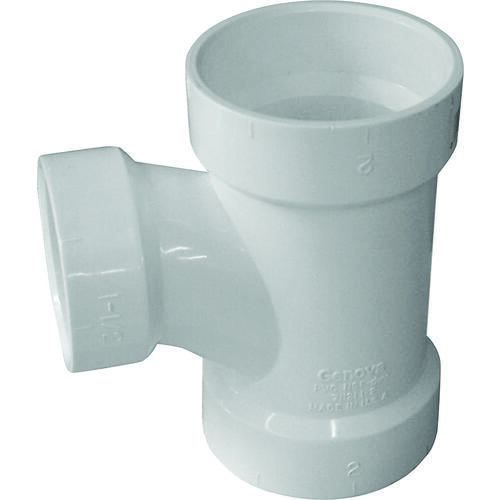 CANPLAS 192128L Sanitary Pipe Tee, 2 x 1-1/2 x 1-1/2 in, Hub, PVC, White