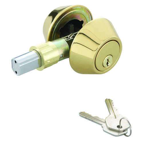 Deadbolt, 3 Grade, Polished Brass, 2-3/8 to 2-3/4 in Backset, KW1 Keyway - pack of 3