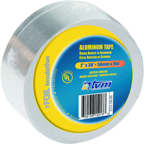 TR2X30 Foil Tape, 30 ft L, 2 in W, Aluminum Backing