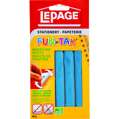 LePage 1087960 Fun-Tak Mounting Putty, Solid, Blue, 56 g Carded