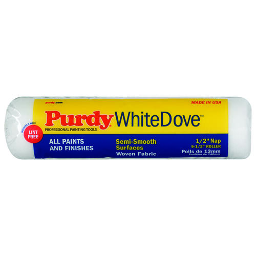 Purdy 137670M93 White Dove Roller Cover, 1/2 in Thick Nap, 9-1/2 in L, Woven Dralon Fabric Cover