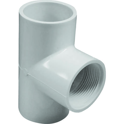 Pipe Tee, 1-1/2 in, Slip x FPT, PVC, White, SCH 40 Schedule