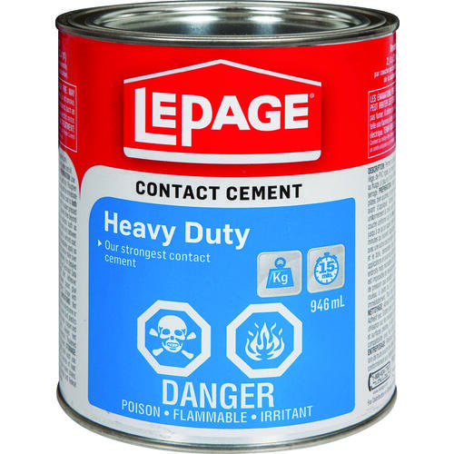 Heavy-Duty Contact Cement, Liquid, Solvent, Tan/Yellow, 500 mL Can