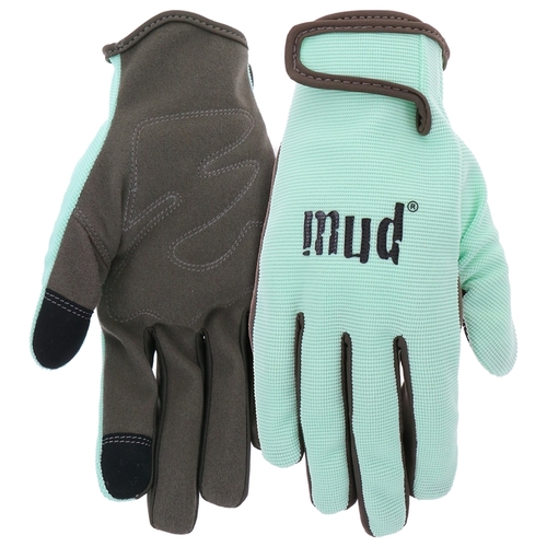 MD51001MT-W-SM Garden Gloves, Women's, S/M, Hook and Loop Cuff, Spandex/Synthetic Leather, Mint