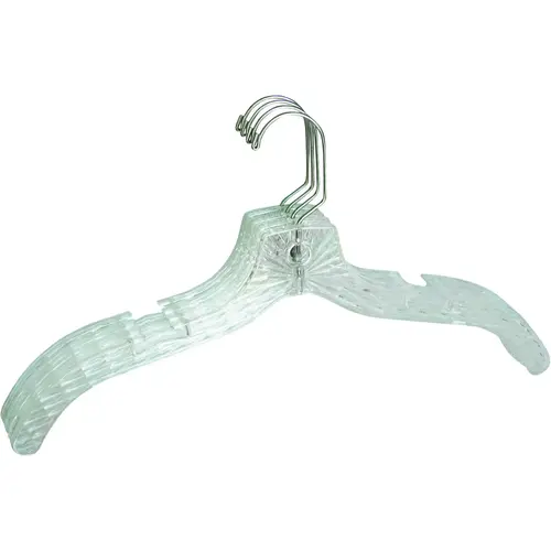 Merrick C73410-D12 Dress Hanger, Plastic, Clear - pack of 4