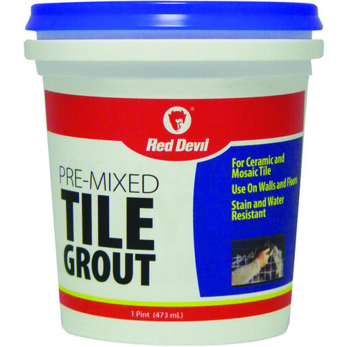 Tile Grout, Paste, Ammonia, Mild Acrylic, White, 1 pt Tub