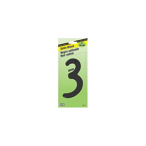 House Number, Character: 3, 4 in H Character, Black Character, Zinc - pack of 5